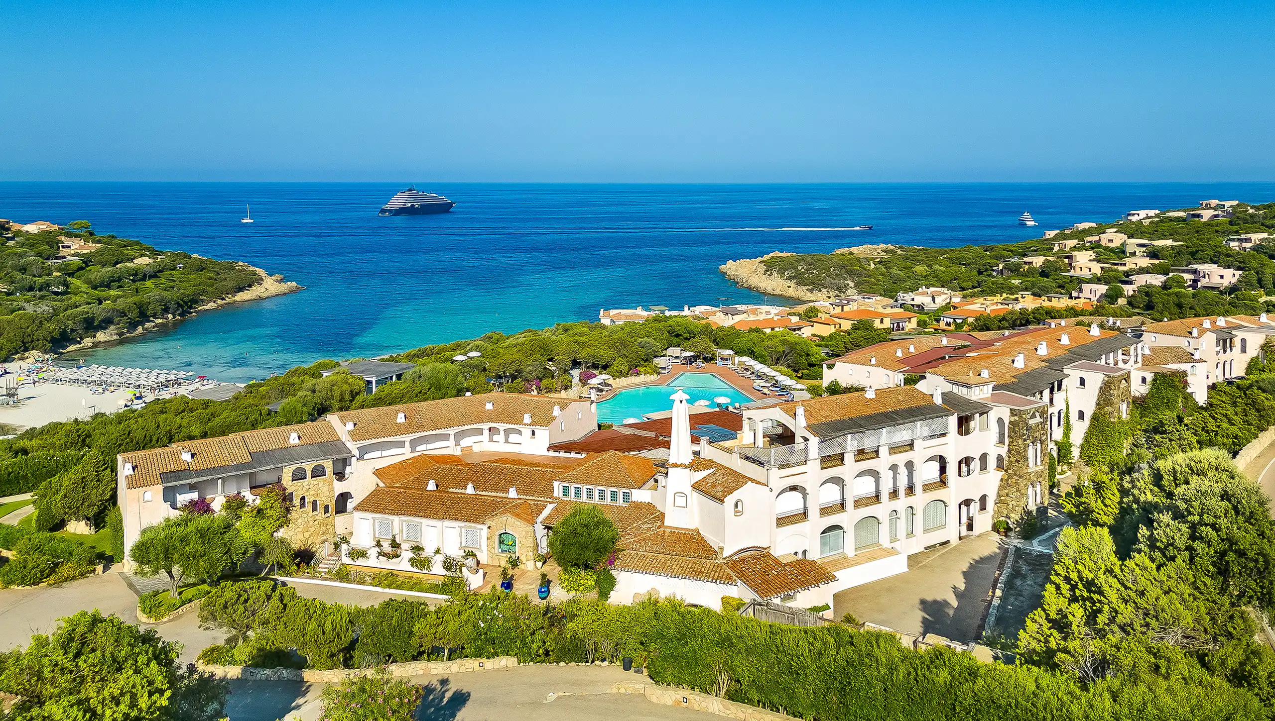 Aerial view Grand Hotel in Porto Cervo (Costa Smeralda)